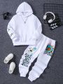 Teen Girls' Floral Printed Hoodie And Sweatpants Set