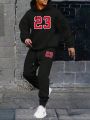 Men's Letter Printed Hoodie And Sweatpants Sports Suit