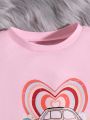 Girls' Car & Heart Print T-shirt For Toddler