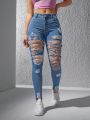 Women's Ripped Slim Fit Jeans