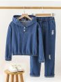 Boys' Casual Fashionable Denim Suit For Daily Wear