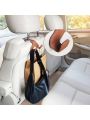Car Purse Hook, 2 in 1 Car Seat Headrest Hooks Durable Hanger Storage Holder Leather Organizer for Hanging Grocery Bags, 2 Pack, brown