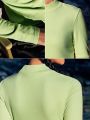 In My Nature Women's Solid Color Stand Collar Long Sleeve Casual Outdoor T-Shirt