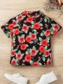 SHEIN Toddler Boys' Short Sleeve Floral Print Shirt