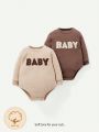Cozy Cub Baby Boy 2pcs Letter Patched Bodysuit