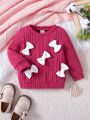 2023 Leisure Fashion Comfortable Cute 3d Bow Decoration Baby Girls' Sweatshirt