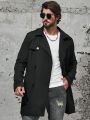 Manfinity Men Plus Double Breasted Belted Trench Coat