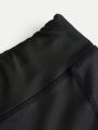 SHEIN Teen Girls' Knit Monochrome Patch Pocket Casual Leggings 2pcs/Set