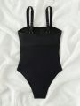 SHEIN Swim Basics One-Piece Cropped Cami Swimsuit