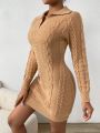 SHEIN Essnce Cable Knit Raglan Sleeve Sweater Dress