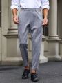 Men Plaid Print Slant Pocket Suit Pants