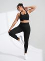 Yoga Sxy Plus Size Women's Solid Color Compression Sports Suit