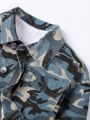 Tween Girls' Short Style Camouflage Denim Jacket