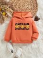 Baby Girl Letter & Cartoon Graphic Thermal Lined Hoodie