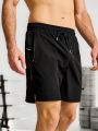Men's Drawstring Waist Sport Shorts With Positioning Polka Dot Print