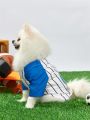 PETSIN Pet Striped Baseball All Star Jersey, Number Printed Cat & Dog Common Shirt