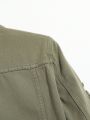 Men Ripped Flap Pocket Denim Jacket Without Tee