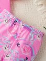 SHEIN Baby Girls' Cute Unicorn Printed Pajama Set
