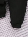 SHEIN Baby Boys' Casual English Printed Long Sleeve Sweatshirt And Pants Set