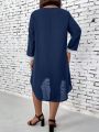 Plus Size Women'S Lace Patchwork Round Neck Dress