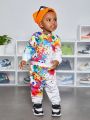 SHEIN Baby Boy Splash Ink Print Pullover & Sweatpants