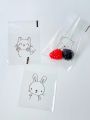 100pcs Small Gift Transparent Packaging Bag, Cute Cat, Bear, Rabbit Printed Opp Self-sealing Bag, Candy Gift Decorating Bag