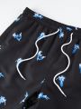 Men's Plus Size Character Surfing Print Beach Shorts
