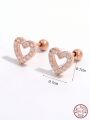 1pair Classic & Elegant & Romantic & Minimalist 925 Sterling Silver & Artificial Heart Shape Screw Back Earrings For Ladies' Charming Date And As A Gift On Valentine's Day, Anniversary Day For Couple.