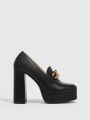 Everyday Collection Square Toe Platform Chunky Heeled Loafer Pumps