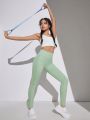 SHEIN Seamless Knitted Solid Color Jacquard Skinny Casual Sports Leggings