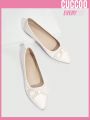 Cuccoo Everyday Collection Fashionable Pearl Bow Decor Sweet Lady Flats