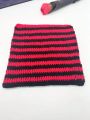 1pc Korean Style Stripe Knit Hat With Cat Ears For Women, Autumn And Winter Ear Protection, Thermal Headgear