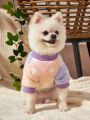 PETSIN (With Night Light) Starry Gradient Color Print Flannel Pet Clothes, Without Hat, Purple, 1 Piece