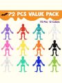 JOYIN 72 PCS Halloween Stretchy Skeleton Toys, Stretchable Skull Squishy Toys for Kids Gift, Trick Or Treat Goodie Bags Fillers, Sticky Hand Toy, Party Favors, Halloween Spooky Decoration, Game Prizes