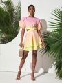 Shwetha Anand Designs Lilac Chartreuse Ombre Dress