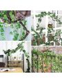 1Pack Ivy Fake Vines 6.56FT Artificial Ivy with 20 LED String Light Leaf Wall Faux Leaves Greenery Garland Hanging Plant Vine for Room Garden Office Wedding Wall Decor