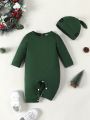 Baby Boy Solid Bodysuit & Hat Photo Outfit