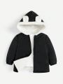 SHEIN Baby Boys' Hooded Front Zipper Fleece Jacket With 3d Ear Design