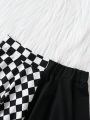 SHEIN Kids Nujoom Tween Girls' Plaid Umbrella-Shaped Skirt