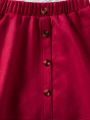 SHEIN Kids EVRYDAY Young Girl Button Front Flare Skirt