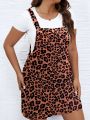 SHEIN Privé Plus Leopard Print Overall Dress Without Tee