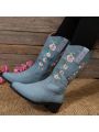 Women's Denim Embroidered Boots