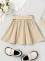SHEIN Kids Nujoom Little Girls' Simple Country-style Belted Skirt For Casual Wear