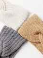3pcs Women's Multicolor Knitted Casual Headband, Warm & Comfortable, Suitable For Daily Wear