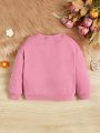 SHEIN Baby Girls' Cute & Casual Loose Fit Sweatshirt With Colorful Flower Decoration, Long Sleeve