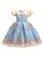 Young Girl Embroidery Mesh Overlay Gown Dress