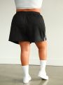 SHEIN CURVE+ Plus Size Color Block Striped Elastic Waist Shorts