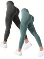 2pcs Tummy Control Butt Lifting Thigh Slimming Sports Leggings