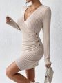 SHEIN Frenchy Women's V-neck Solid Color Simple Dress