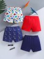 Boys' Simple Printed 4pcs/Set Boxer And Briefs Combination
